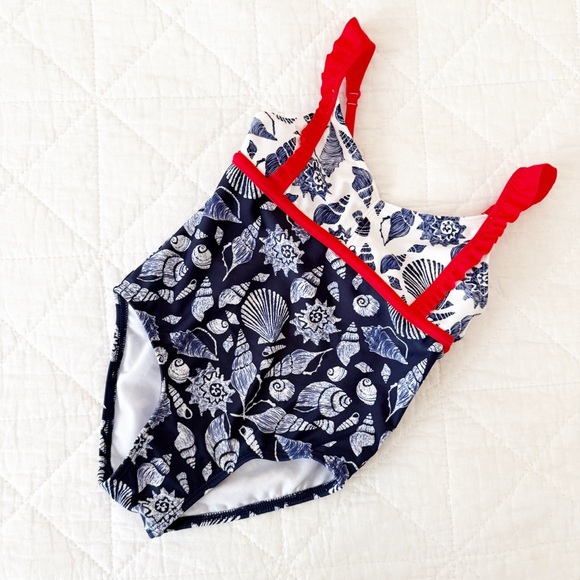 NEW Tommy Bahama Kids One Piece Swimsuit Navy Red White 2T NWOT - Picture 1 of 3